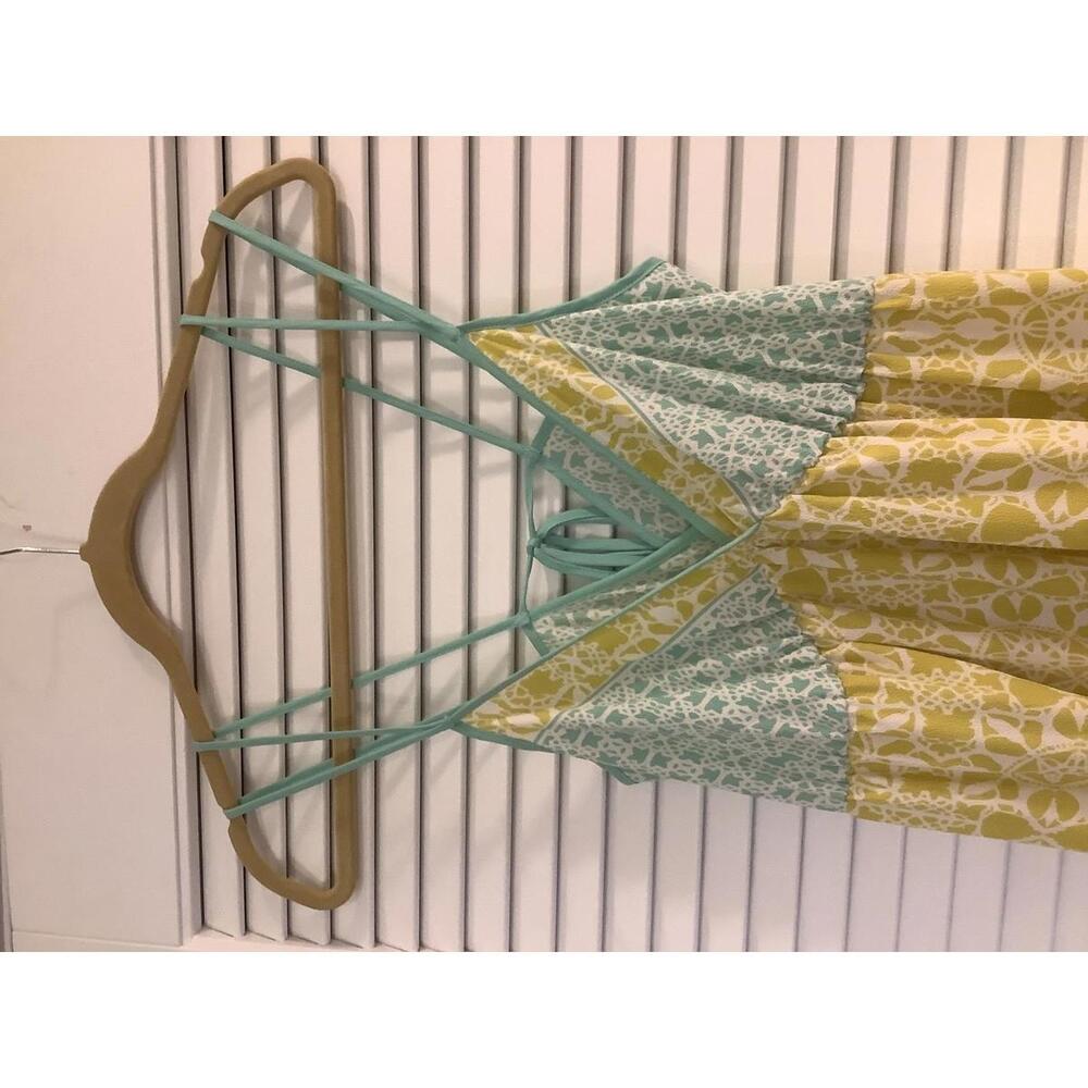 Lovestitch Teal Yellow Boho Print Maxi Tank Dress Long Resortwear Small - Picture 3 of 5